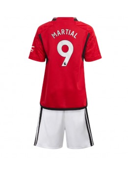Otroški Nogometna dresi replika Manchester United Anthony Martial #9 Domači 2023-24 Kratek rokav (+ hlače)